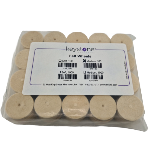Keystone Felt Wheels Medium 1"x 3/16" Pk100