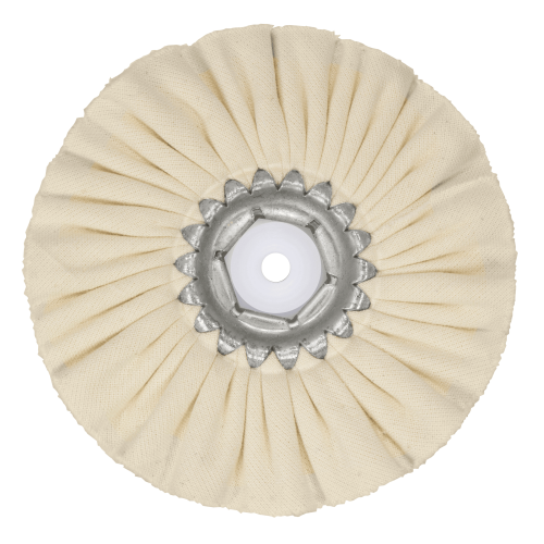 Bellotti Slight Pleated Calico Mop for Polishing - each  ( M/C with Plastic Hub) 100mm Diam x 13mm Hub